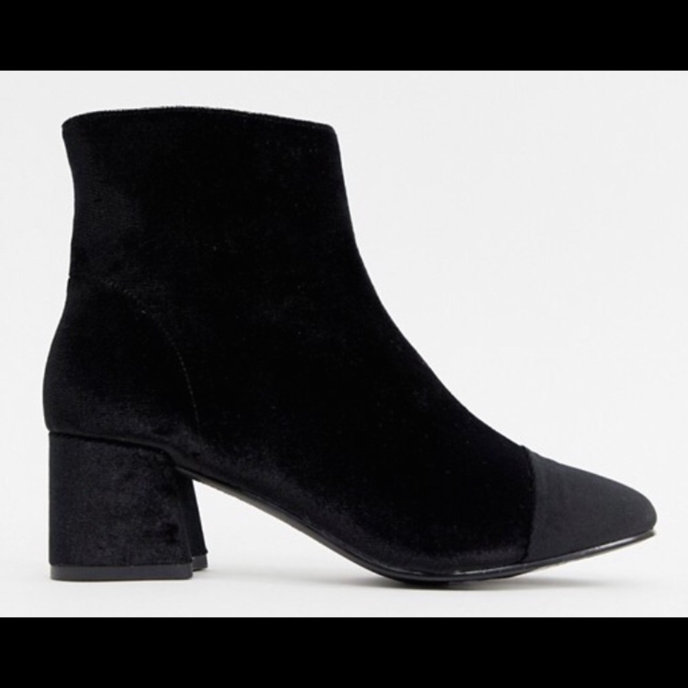 Asos Miss Selfridge black velvet ankle boots